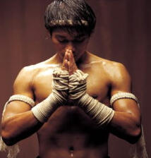 thai boxer in traditional appearance